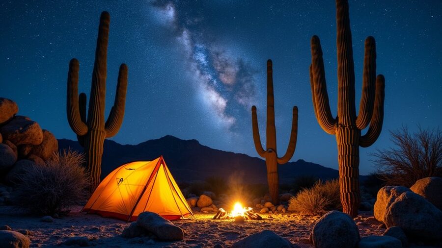 desert camping in saguaro