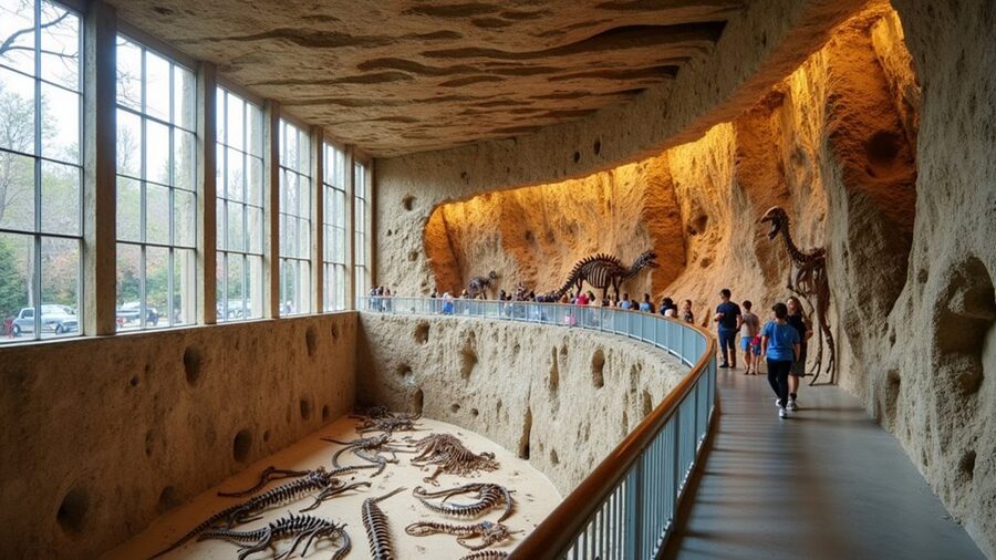 explore dinosaur fossils inside