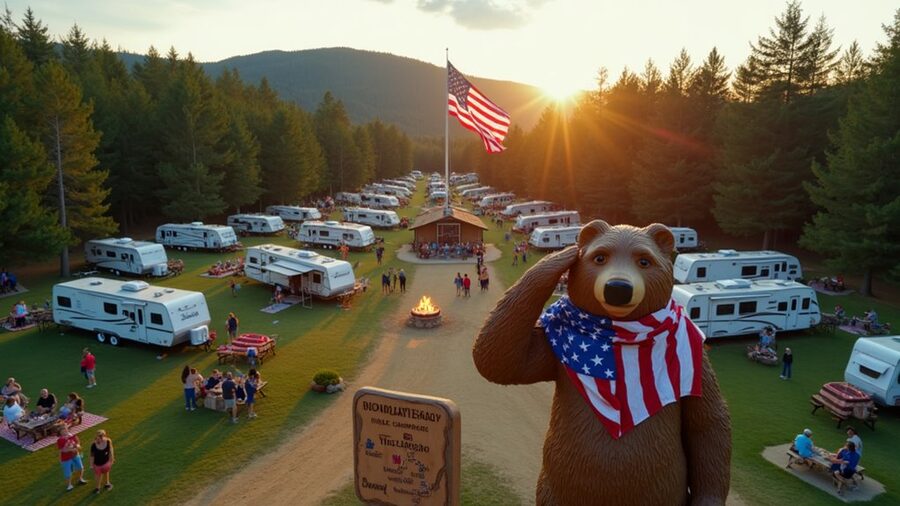 patriotic family camping celebration