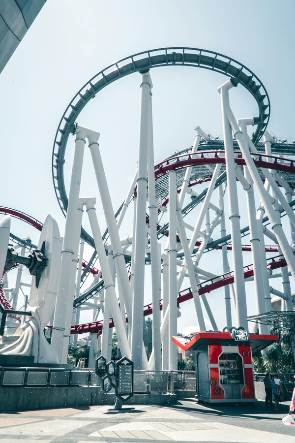 Roller coaster ride at Universal Studios theme park